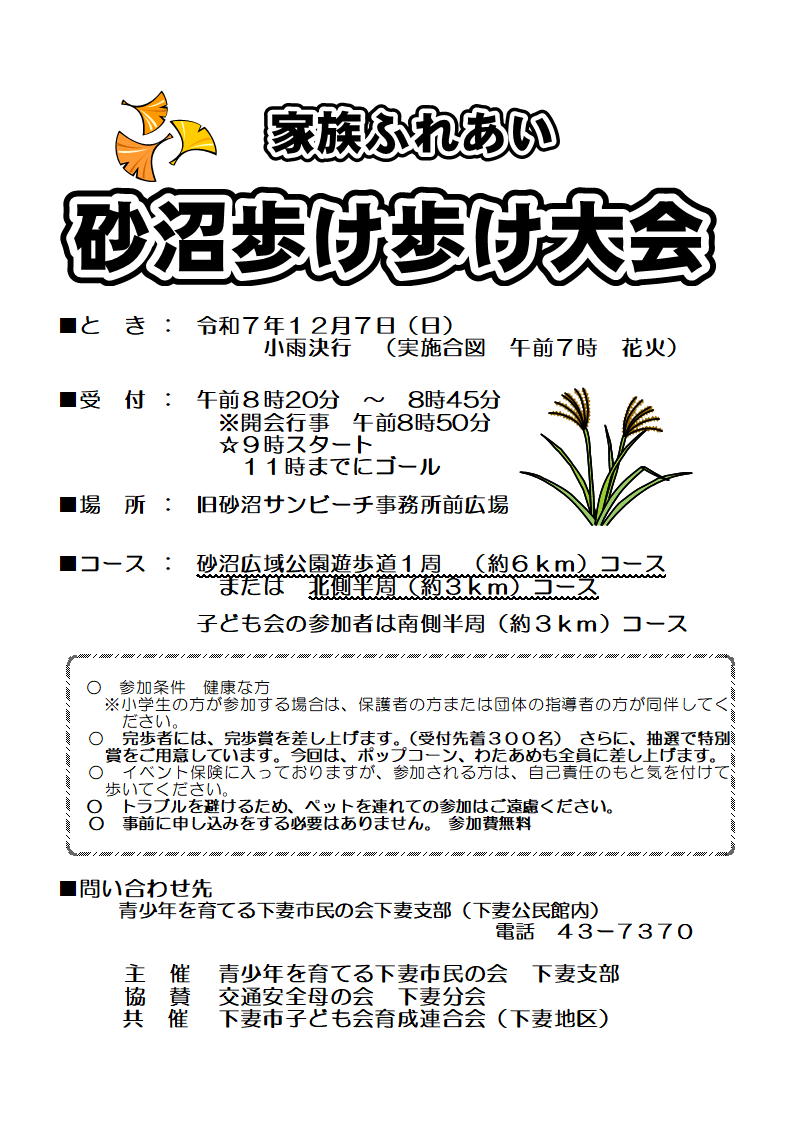 チラシ(親子ふれあい砂沼歩け歩け大会)
