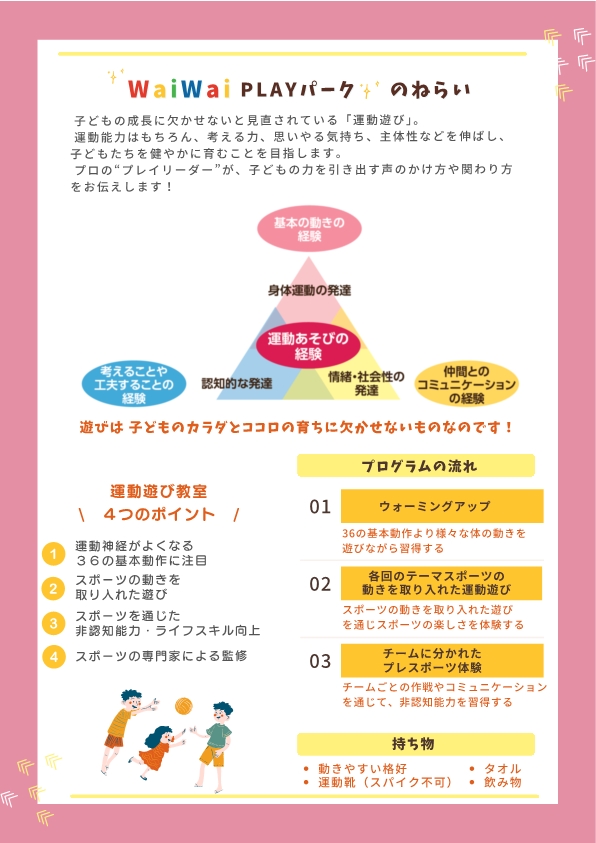 WaiwaiPLAYパーク2025(後期教室)チラシ -裏